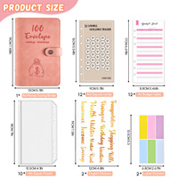Carnet A6 en cuir PU, classeur à feuilles mobiles rechargeable, portefeuille à monnaie avec fermeture éclair, couverture souple, défi d'épargne 100 enveloppes