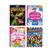 Libro de Actividades con Pegatinas Grandes Estilo Edicart, Educativo, Creativo, Colorido, para Niños, 4 Artículos, 96 Páginas, Modelo Italiano, Perfecto