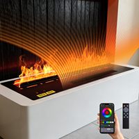 Cheminée électrique encastrée Kalsubo 3D à atomisation, 39,37 pouces, flamme simulée tactile, lumière multicolore, télécommande, minuterie, 1500W