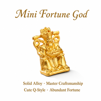 Ornement de bureau en alliage massif Dunyi, mini dieu de la fortune Caishen, motif à trois étoiles, ton or, décoration Feng Shui pour la prospérité, cadeau