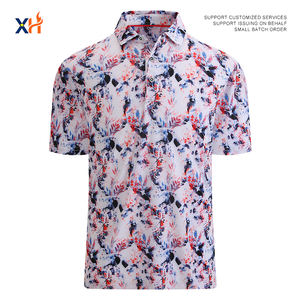 Chemises habillées personnalisées pour hommes, respirantes, en polyester et élasthanne, broderie florale, faible MOQ, impression par transfert thermique, 200g, Dobby, manches courtes - Product Image 1