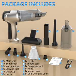 เครื่องดูดฝุ่นแบบพกพาเป่าลมได้4-in-1เครื่องดูดฝุ่นในรถ12KPa ดูดฝุ่น170มล. ทรงถ้วยฝุ่นเครื่องดูดฝุ่นแบบพกพา - Product Image 3