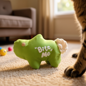 Juguete de Peluche para Gatos Yommy, 29.5cm, Diseño Verde 'Bite Me' - Product Image 3