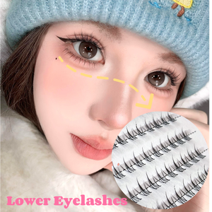 Extensions de cils en grappe inférieures, application facile, DIY, individuelles, en PBT, noir super mat, épaisseur 0,07 mm, boucles stables - Product Image 1