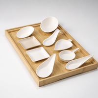 Assiette jetable en pulpe de canne à sucre entièrement biodégradable, style occidental, pour sauces, condiments, desserts, blanche