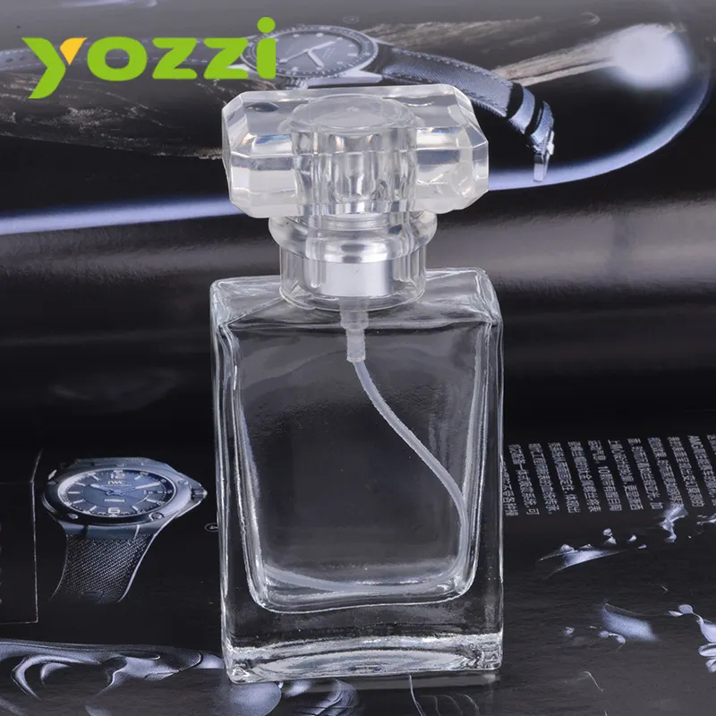 ボディスプレー用に詰め替え可能な香水瓶Yozzi高級スクエアボトル香水空のカスタム30ml/50mlガラス素材