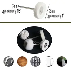 Roda de polimento para Dremel kit de polimento, feltro de lã, roda de polimento de algodão, com haste de 1/8" para polimento de metal de joias
