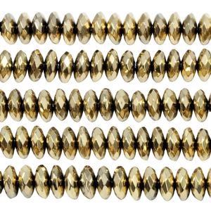 Perline di Ematite Sfaccettate Placcate in Oro 24K, Pietra Lucida Certificata da Terze Parti per Creazione di Gioielli, Marca XM CN/GUA - Product Image 2