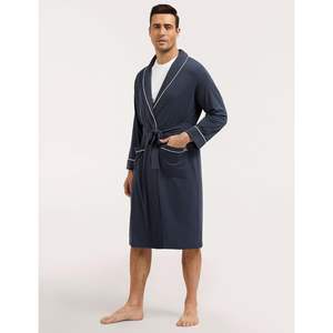 Bata de baño personalizada para hombre de viscosa de bambú, hasta la rodilla, suave y cómoda, bata de lujo para spa, para hombre - Product Image 3