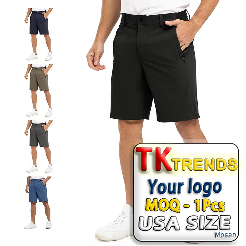 GOPUNE Men's Plus Size 32-52 Golf Work Shorts 9'' Stretch Waistband Quick-Dry Anti-Wrinkle Button Fly Spandex/Cotton Lightweight