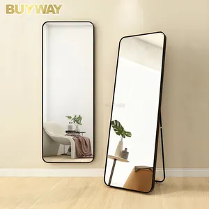 Luxo personalizado Grande Decoração Home Big Comprimento Total Piso Montado Wall Metal Frame Espelho Miroir Spiegel Espejo