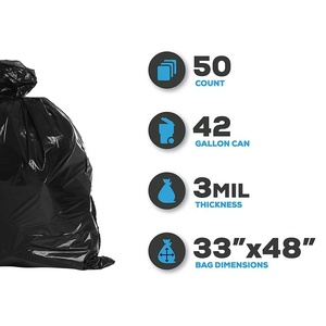 Sacs poubelle pour entrepreneur 42 gallons 3.0 mil Noir Sac poubelle robuste 33X48 Ich(50 unités) - Product Image 5