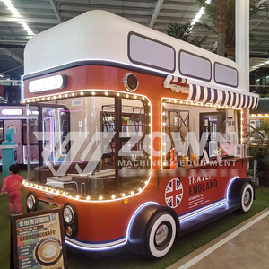 Carrito de Comida Móvil Eléctrico de Dos Pisos Rojo con Diseño de Bandera Británica, Estilo Camión de Comida, con Luces LED, para Café y Té - Product Image 6