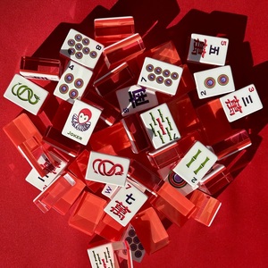 Home Gift Set Chinese Style <b>Hand</b>-<b>Molded</b> American Mahjong Cards Classic Red Cross Style Crystal Acrylic Mahjong Tiles - Product Image 2