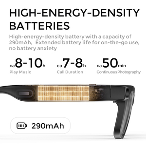 Lunettes intelligentes avec commande vocale IA, caméra HD 8MP, traduction en temps réel 1080p et assistant IA, autonomie de 10 heures. - Product Image 4