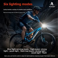 Phare avant de vélo à énergie solaire, rechargeable USB-C, double LED, longue portée, étanche ABS, affichage numérique, 6ème lumière