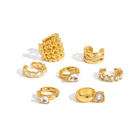 Anting Jepit Minimalis Berhias Rhinestone Baja Anti Karat PVD Tanpa Tindik untuk Wanita, Ear Cuff Zirkon Mewah untuk Wanita