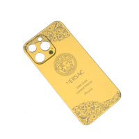Nouveau design Personnalisable logo gravé motif arrière 24kt plaqué or téléphone verre arrière pour téléphone 1: 00 h commande de grande quantité