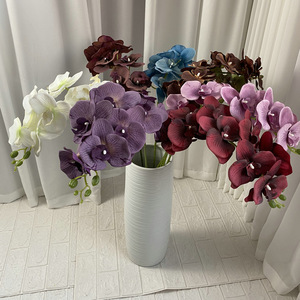 Fleurs d'orchidées artificielles en soie de qualité supérieure, à 9 têtes, toucher réel, tige unique, vente en gros, pour mariage, Saint-Valentin, Nouvel An - Product Image 2