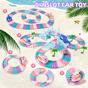 Juguete <span class=keywords><strong>de</strong></span> Coche <span class=keywords><strong>de</strong></span> Carriles, 194 Piezas, DIY, Unicornio <span class=keywords><strong>de</strong></span> Dibujos Animados, Juguete <span class=keywords><strong>de</strong></span> Montaje <span class=keywords><strong>de</strong></span> <span class=keywords><strong>Vagones</strong></span>, Juguete Eléctrico <span class=keywords><strong>de</strong></span> Pista para Niños, Juego Interior - Product Image 1