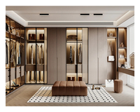Système d'organisation de dressing sur mesure haut de gamme avec portes battantes en verre pour chambre principale