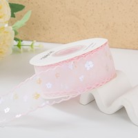 Ruban en organza floral à paillettes de 4 cm en gros pour boîtes cadeaux de mariage et nœuds faits main, 100 yards par rouleau