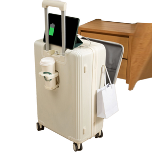 Bagage <span class=keywords><strong>de</strong></span> voyage à cadre en aluminium grande capacité 24 pouces unisexe Valise à roulettes porte-gobelet <span class=keywords><strong>de</strong></span> luxe en PC - Product Image 3