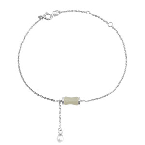 Pulsera de Plata de Ley S925 con Borla de Perlas de Jade Hetian y Diseño de Bambú, Estilo Chino Moderno, Joyería Fina y Delicada, Regalo para Mujeres Elegantes - Product Image 2