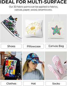 Pinturas 3D de 18 colores para tela (4oz, 120 Ml) Color no tóxico para <span class=keywords><strong>pintar</strong></span> tela <span class=keywords><strong>textil</strong></span> DIY manualidades camisetas zapatos <span class=keywords><strong>pintura</strong></span> de tela - Product Image 6