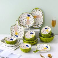 Ensemble de 16 pièces, vente en gros d'usine, assiette en céramique de style bohème marocain hawaïen assiette à boulettes rondes pour la maison