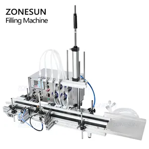 ZONESUN 4 dalış kafa manyetik pompa otomatik masaüstü CNC sıvı su doldurma için konveyör ile parfüm dolum makinesi