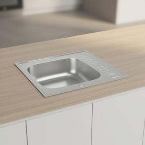 Évier de cuisine en acier inoxydable 23,6x23,6x6,1 pouces, cuve simple, à encastrer, design carré contemporain, surface polie - Product Image 2