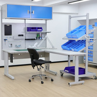 Banc de travail antistatique ESD pour réparation de PCB, avec étagère en acier motorisée, panneau perforé, tiroir, rail d'alimentation, pour salle blanche et manutention électronique, fabricant OEM
