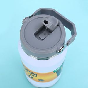 LOGO 1600Ml 1.6L Handheld Insulated Canister 304 Stainless Steel Vacuum Large Capacity Ice King Flask Water <b>Bottle</b> With Straw - Product Image 5