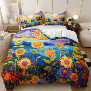 3D in kỹ thuật số Hướng Dương sơn dầu phong cách lĩnh vực lĩnh vực Duvet cover Set - Product Image 3