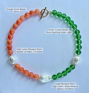 Collana Boho & Hippie con Cristallo Verde e Perla ad Alta Lucentezza, Gioiello Personalizzato Antiossidante - Product Image 6