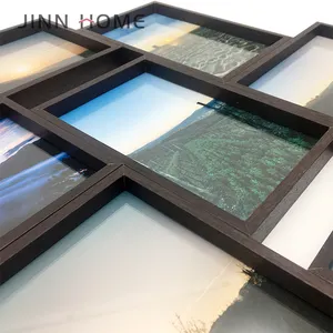 Jinn Home China fabricante Negro Collage 7 apertura foto marco de plástico para colgar en la pared conjunto de marcos de pared