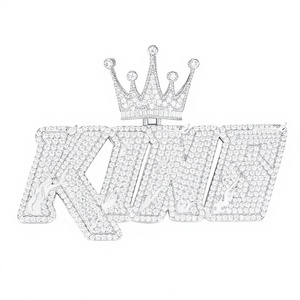 Bijoux Breloques Couronne Royale en Argent 925 avec Micro-Incrustation de Moissanite et Zircon, Taille Ronde Brillante - Product Image 1