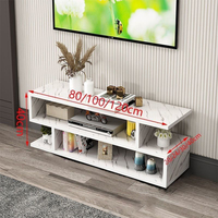 Conçu de manière unique avec quatre compartiments décalés, grand espace d'affichage, meuble TV flottant, meuble TV pour salon