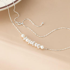 Exquisito Collar de Plata S925 Estilo Japonés Coreano Simple, Cadena de Perlas para Clavícula, Collares de Perlas con Forma de Gota de Agua - Product Image 5