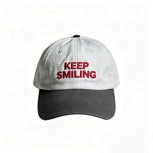 หมวกเบสบอลปักลาย KEEP SMILING สองสี ผ้าฝ้าย 100% หมวกทรงพ่อแบบปรับได้สำหรับใส่ในชีวิตประจำวัน - Product Image 3