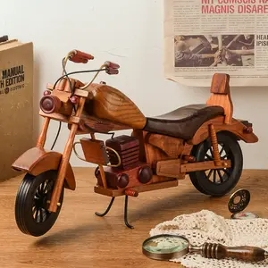 High Quality Wooden Motorcycle Handicraft Toy Wholesale Custom Vintage Wooden Decoration Entertainment Birthday Gift Desk Decor