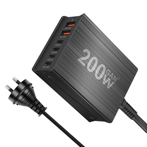 200W gan mới USB C sạc PD QC3.0 6 cổng 3a3c tường Adapter cho <span class=keywords><strong>iPhone</strong></span> điện thoại di động máy tính bảng Máy tính xách tay 100W Công suất đầu ra - Product Image 5