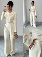 Droma Grande Réduction Haute Qualité Logo Célèbre Imprimé Bureau Femmes Élégant Mode Amincissant Costume Femme 2 Pièces