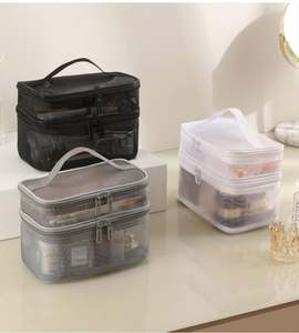 Bolsa de Cosméticos Nueva, Bolsa de Cosméticos Transparente Portátil, Bolsa de Almacenamiento de Malla de Doble Capa de Gran Capacidad - Product Image 6