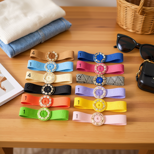 Ceinture en cuir PP 5CM avec perles coquillages florales et boucle ronde en tissu - Product Image 3