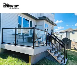 Venta al por mayor OEM decorativo de fácil montaje moderno de aluminio barandilla de balcón al aire libre negro Barandilla de escalera