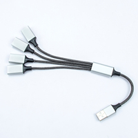Fabrik Großhandels preis USB-Stecker auf 4 USB-Frauen Nylon geflochtenes OTG-Kabel OD 3,5 MM verzinntes Kupfer USB-Verlängerung 30cm OTG-Kabel