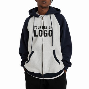 Sudadera con Capucha para Hombre, Estilo Europeo y Americano, de Algodón, Holgada, con Cierre en el Hombro, en Colores Contrastantes, para Otoño e Invierno - Product Image 1