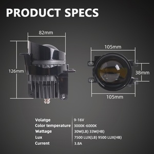 AIF09 12v 3 Inch Fog Lights Foglamp for Toyota Dual Beam Fan Cooling <b>Led</b> Driving Light 3 Color App Control <b>Led</b> <b>Projector</b> Lens - Product Image 5